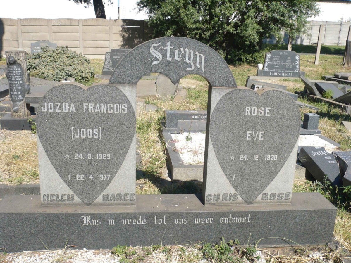 STEYN Jozua Francois 1929-1977 &amp; Rose Eve 1930-