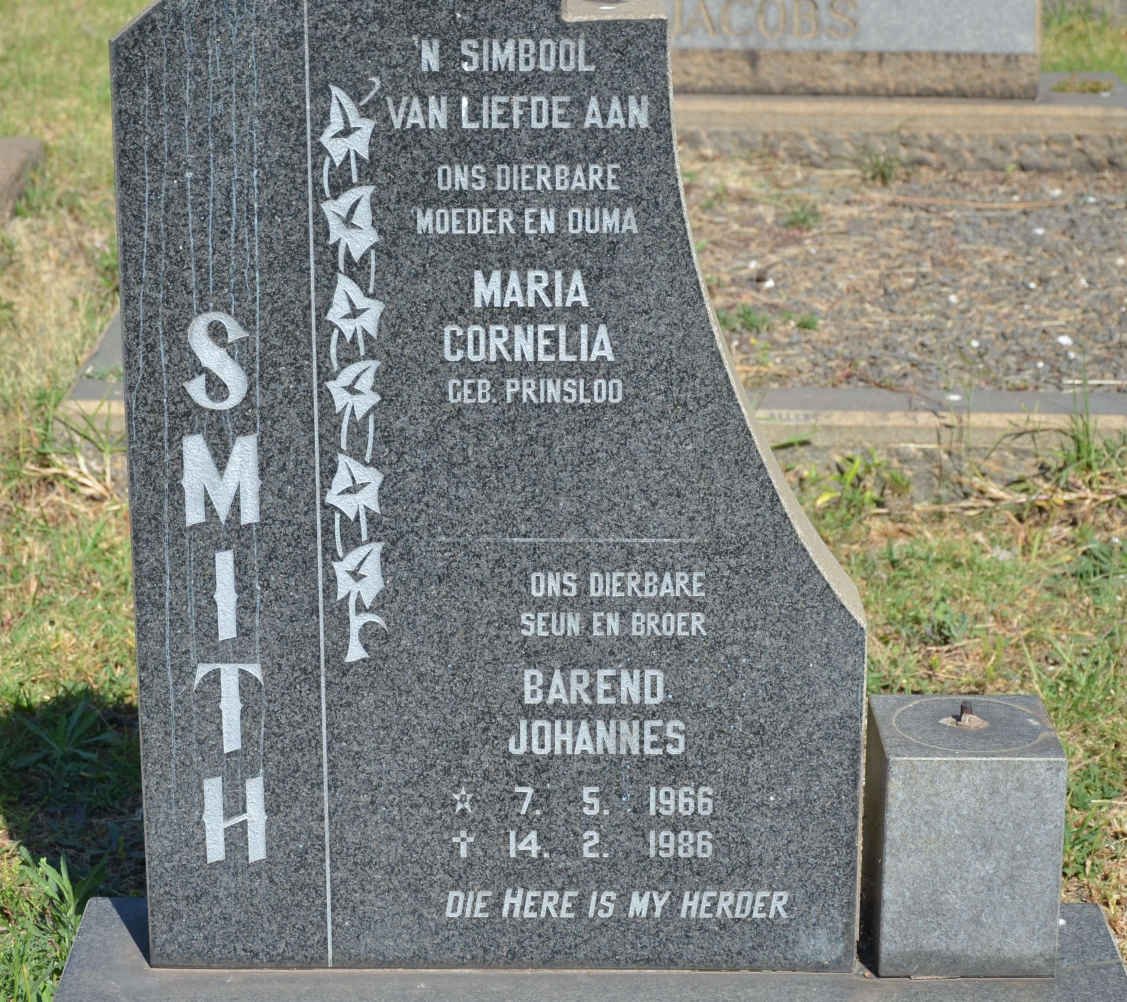 SMITH Maria Cornelia nee PRINSLOO :: SMITH Barend Johannes 1966-1986