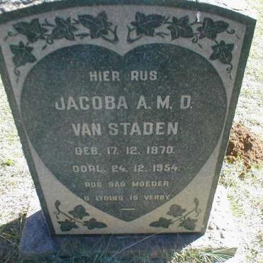 STADEN Jacoba A.M.D., van 1870-1954