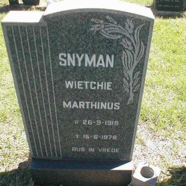 SNYMAN Wietchie Marthinus 1919-1978