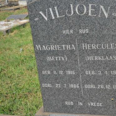 VILJOEN Hercules 1918-1994 &amp; Magrietha 1915-1965