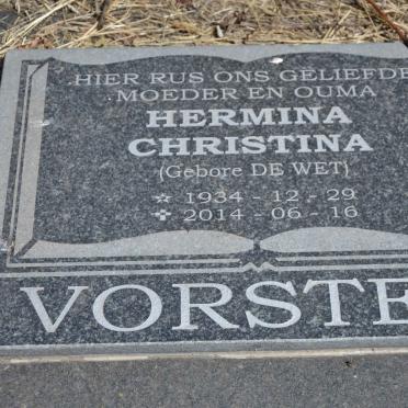 VORSTER Hermina Christina nee DE WET 1934-2014