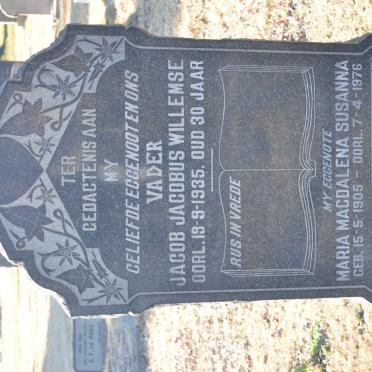 WILLEMSE Jacob Jacobus -1935 &amp; Maria Magdalena Susanna 1905-1976