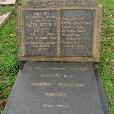 WET Pieter Jacobus, de 1909-1944 &amp; Hermina Christina VERCUEIL nee PREIS 1912-1978