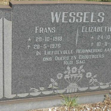 WESSELS Frans 1918-1976 &amp; Elizabeth Mary 1910-1975