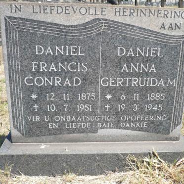 ? Daniel Francis Conrad 1875-1951 &amp; Daniel Anna Gertruida M. 1885-1945