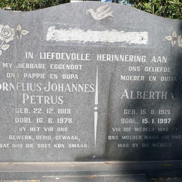 ? Cornelius Johannes Petrus 1919-1978 &amp; Albertha 1921-1997