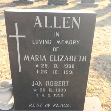 ALLEN Jan Robert 1909-1996 &amp; Maria Elizabeth 1908-1991