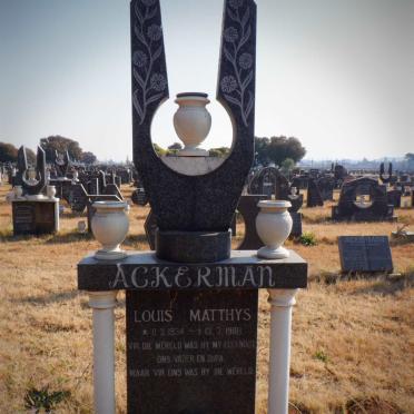 ACKERMAN Louis Matthys 1934-1988