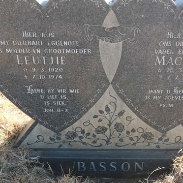BASSON Machiel 1921-1983 &amp; Leutjie 1920-1974