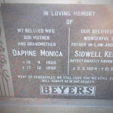 BEYERS Sidwell Kenny 1924-1998 &amp; Daphne Monica 1929-1982