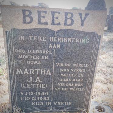 BEEBY Martha J.A. 1890-1985
