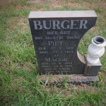 BURGER Piet 1931-1973 &amp; Maggie 1933-1976