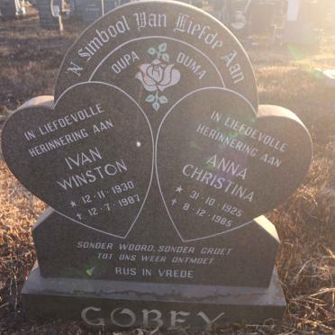 COBEY Ivan Winston 1930-1987 &amp; Anna Christina 1925-1985