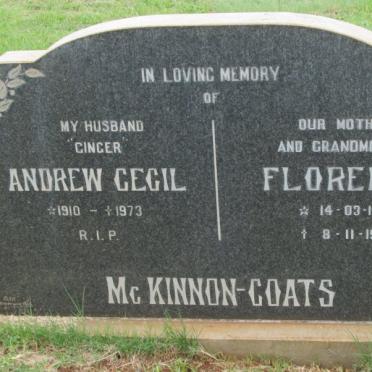 COATS Andrew Cecil, MCKINNON 1910-1973 &amp; Florence 1909-1981