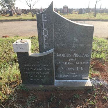 ELOFF Jacobus Nicolaas 1951-1988 &amp; Susana L.R. 1962-1996