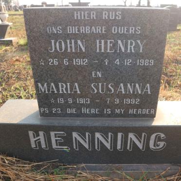 HENNING John Henry 1912-1989 &amp; Maria Susanna 1913-1992