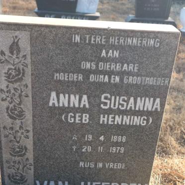 HEERDEN Anna Susanna, van nee HENNING 1888-1979