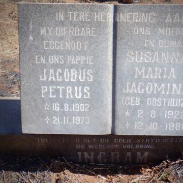 INGRAM Jacobus Petrus 1902-1973 &amp; Maria Jacomina OOSTHUIZEN 1922-1980