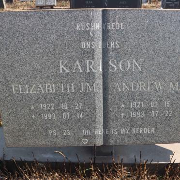 KARLSON Andrew M. 1921-1993 &amp; Elizabeth J.M. 1922-1993