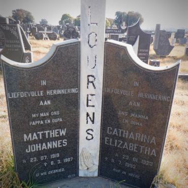 LOURENS Matthew Johannes 1919-1987 &amp; Catharina Elizabetha 1923-1993