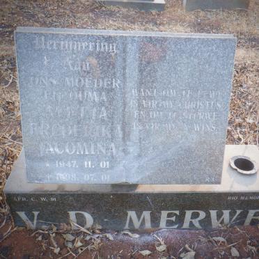 MERWE Aletta Frederika Jacomina, v.d. 1947-1998