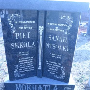 MOKHATLA Piet Sekola 1920-2001 &amp; Sanah Ntsoaki 1930-2019