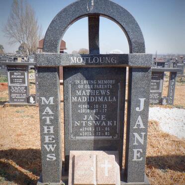 MOTLOUNG Mathews Madidimala 1949-2010 &amp; Jane NTSWAKI 1948-2015