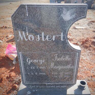 MOSTERT George 1915-1998 &amp; Isabella Margaretha 1922-2007