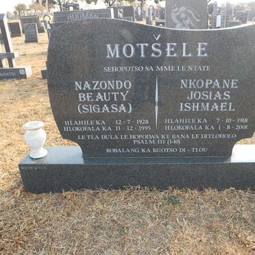 MOTŠELE Nkopane Josias Ishmael 1918-2001 &amp; Nazondo Beauty SIGASA 1928-1995
