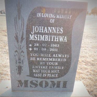 MSOMI Johannes Msimbithwa 1963-2011