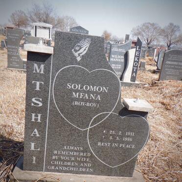 MTSHALI Solomon Mfana 1931-1986