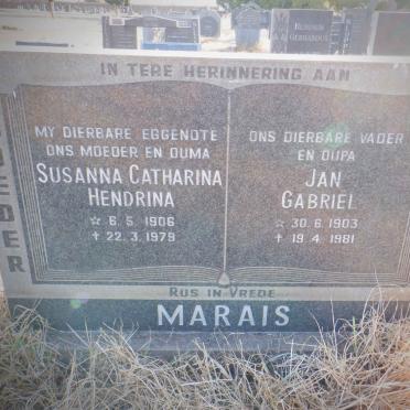MARAIS Jan Gabriel 1903-1981 &amp; Susanna Catharina Hendrina 1906-1979