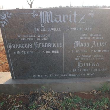 MARITZ Francois Hendrikus 1930-1988 &amp; Maud Alice 1935-2007 :: MARITZ Eureka 1965-1995