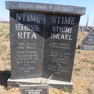 NTIME Nthimi Israel 1949-2019 &amp; Keikantseng Rita 1952-2009