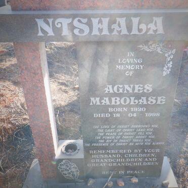 NTSHALA Agnes Mabolase 1920-1998