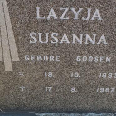 PIENAAR Lazyja Susanna nee GOOSEN 1893-1982
