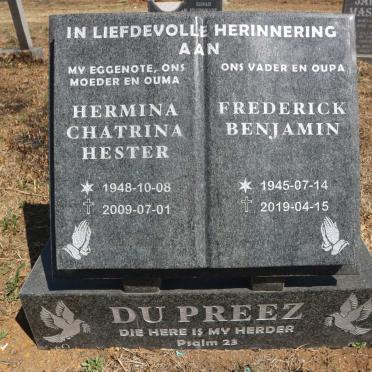 PREEZ Frederick Benjamin, du 1945-2019 &amp; Hermina Chatrina Hester 1948-2009