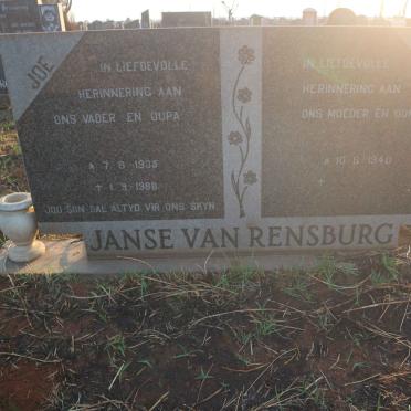 RENSBURG Joe, Janse van 1935-1988 &amp; Bettie 1940-