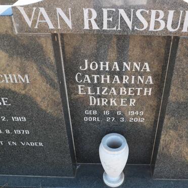 DIRKER Johanna Catharina Elizabeth nee VAN RENSBURG 1949-2012