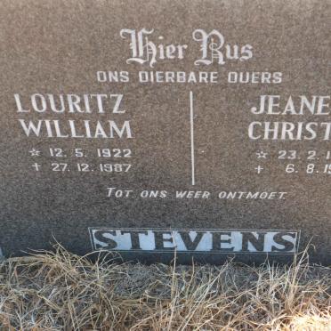 STEVENS Louritz William 1922-1987 &amp; Jeanetta Christina 1926-1999