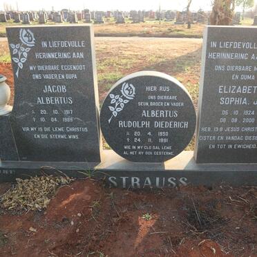 STRAUSS Jacob Albertus 1917-1989 & Elizabeth Sophia J. 1924-2000 :: STRAUSS Albertus Rudolph Diederick 1950-1991