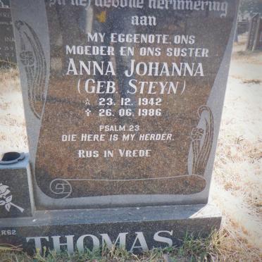 THOMAS Anna Johanna nee STEYN 1942-1986