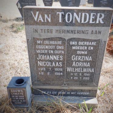 TONDER Johannes Nicolaas, van 1928-1984 &amp; Gerzina Adrina Wilhelmina 1941-2013