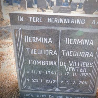 VENTER Hermina Theodora, DE VILLIERS 1923-2011 :: COMBRINK Hermina Theodora 1947-1972