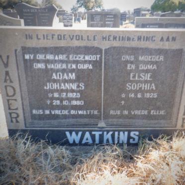 WATKINS Adam Johannes 1925-1980 &amp; Elsie Sophia 1925-