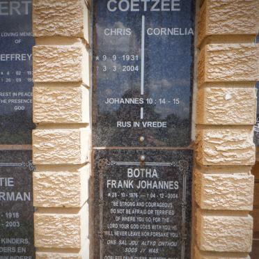 COETZEE Chris 1931-2004 &amp; Cornelia :: BOTHA Frank Johannes 1976-2004 