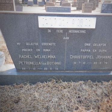 ? Christoffel Johannes 1912-1978 &amp; Rachel Welhelmina Petronella BOTHMA 1912-1973