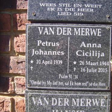 MERWE Petrus Johannes, van der 1939- &amp; Anna Cicilija 1944-2015