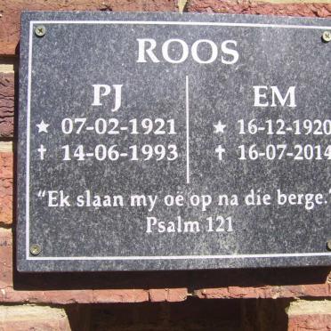 ROOS P.J. 1921-1993 &amp; E.M. 1920-2014